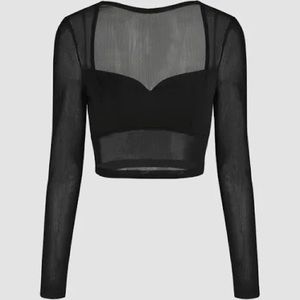 Cider, black mesh long sleeve top